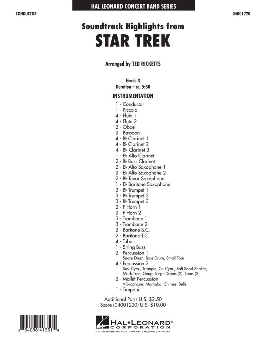 Star Trek - Soundtrack Highlights - Full Score Score scores gallery preview page 1