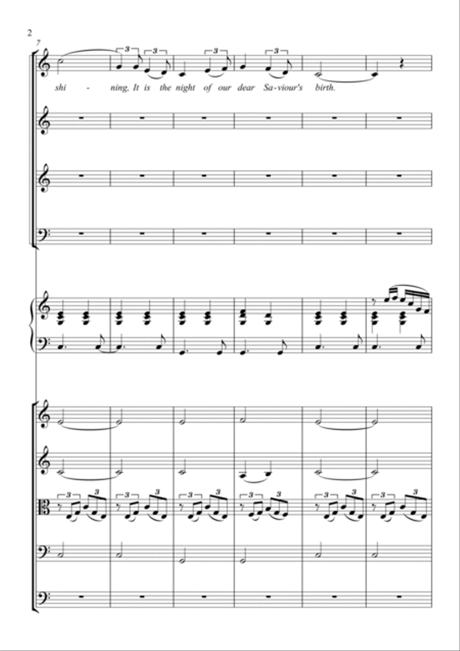 O Holy Night for SATB Piano and String orchestra 4-Part scores gallery preview page 3