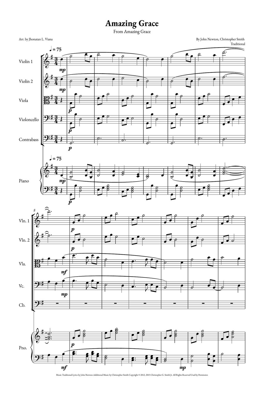 Amazing Grace String Quintet scores gallery preview page 1