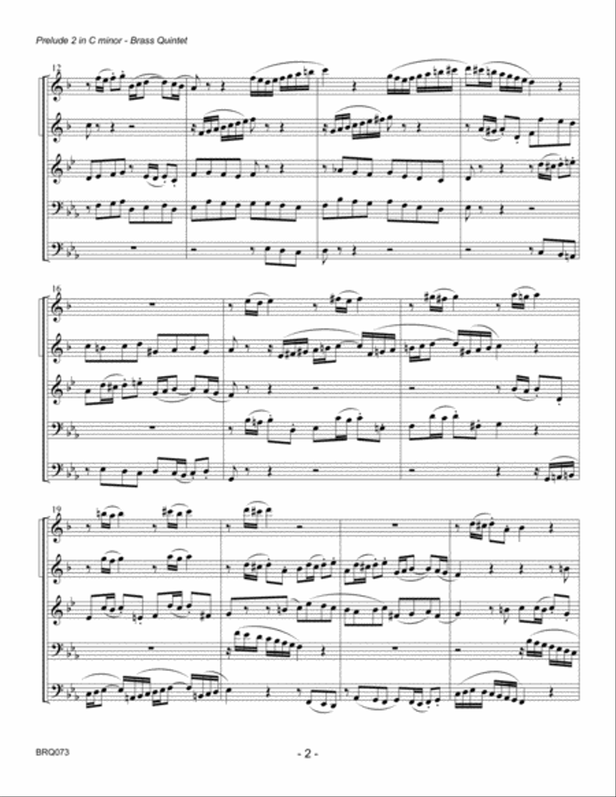 FUGUE #2 IN C MINOR (J.S. Bach) for BRASS QUINTET Brass Quintet scores gallery preview page 2