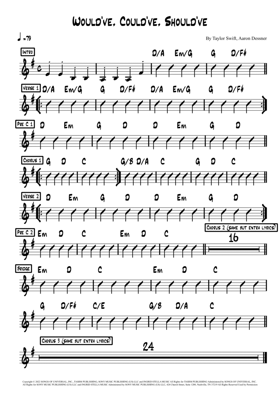 Would've, Could've, Should've Easy Piano scores gallery preview page 1