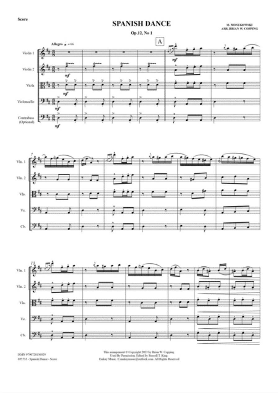 SPANISH DANCE OP 12, NO1 – STRING QUARTET String Quartet scores gallery preview page 2