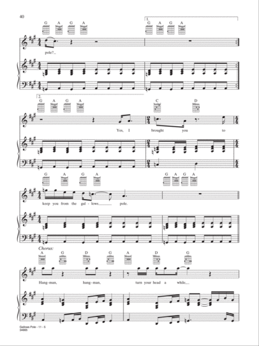 Gallows Pole Gallows Pole Piano, Vocal, Guitar scores gallery preview page 5