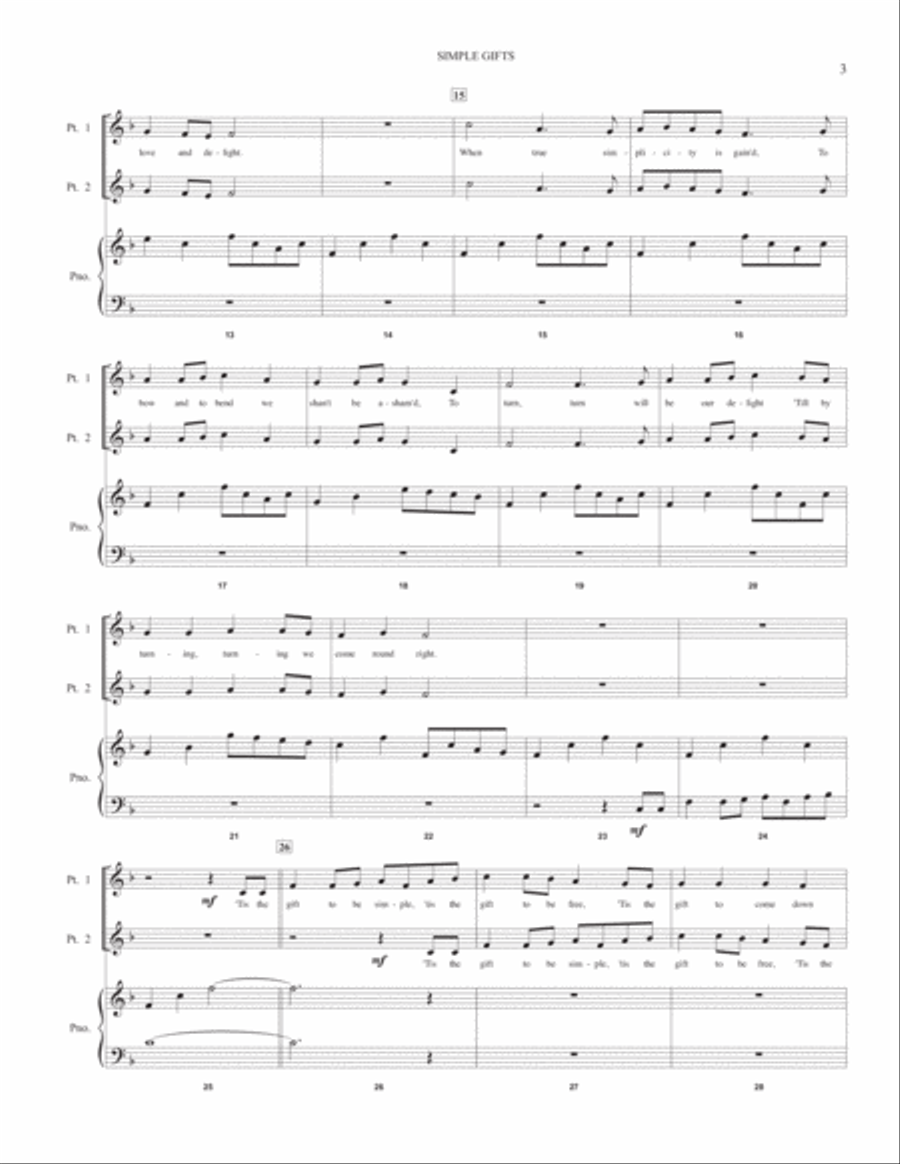 Simple Gifts 2-Part scores gallery preview page 3