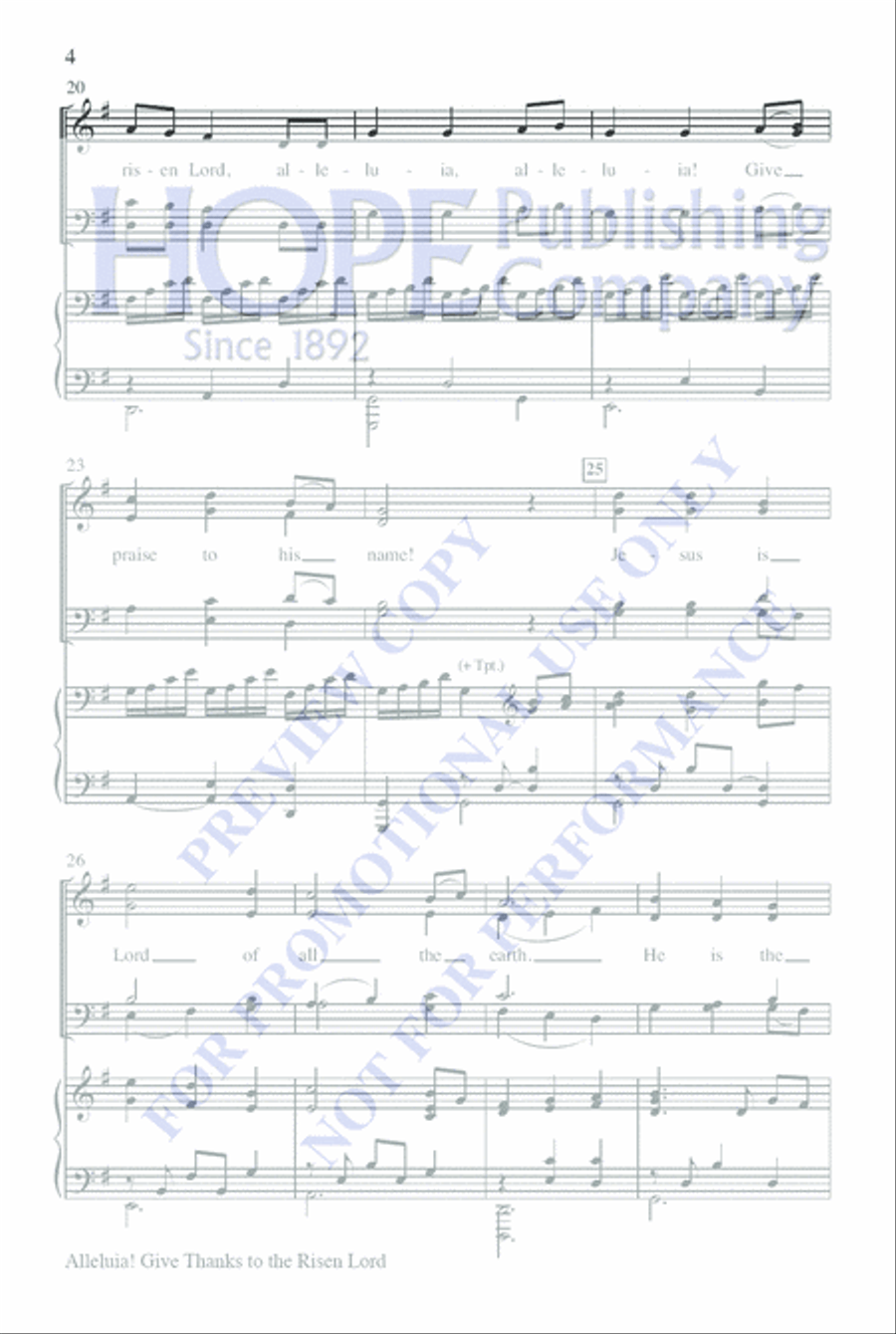 Alleluia! Give Thanks to the Risen Lord 4-Part scores gallery preview page 4