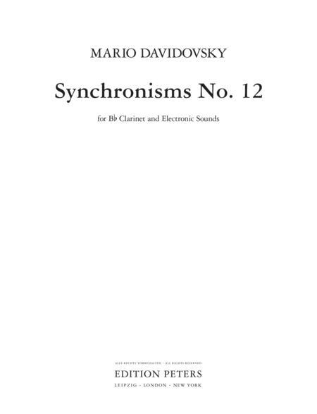 Synchronisms No. 12 for Bb Clarinet and Electronic Sounds