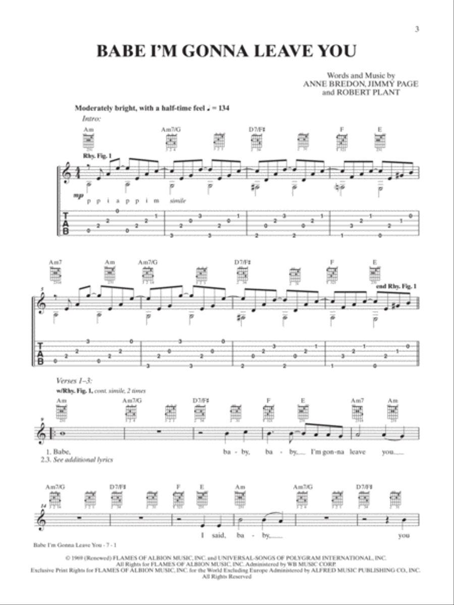 Ultimate Easy Guitar Play-Along -- Led Zeppelin Guitar Tablature scores gallery preview page 4