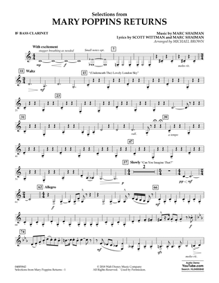Book cover for Selections from Mary Poppins Returns (arr. Michael Brown) - Bb Bass Clarinet