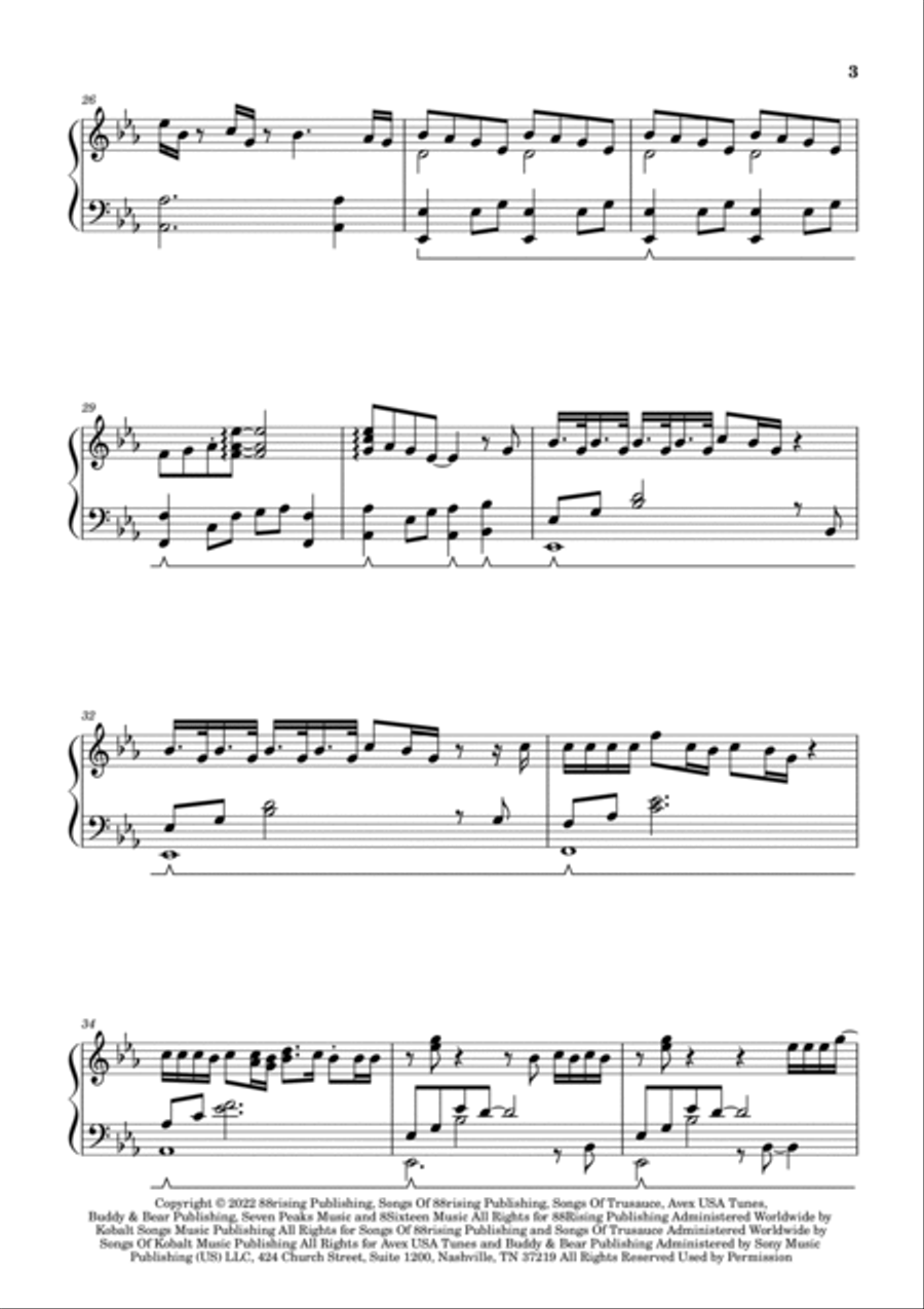 Die For You Piano Solo scores gallery preview page 3