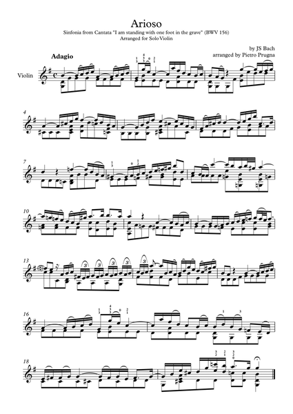 Arioso (BWV 156) by JS Bach - arranged for Solo Violin image number null