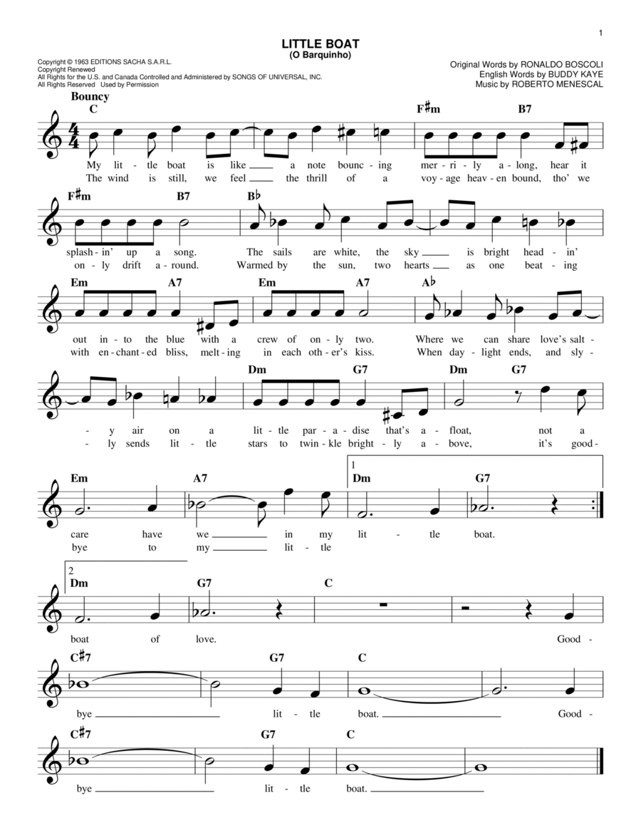 Little Boat (O Barquinho) Piano scores gallery preview page 1