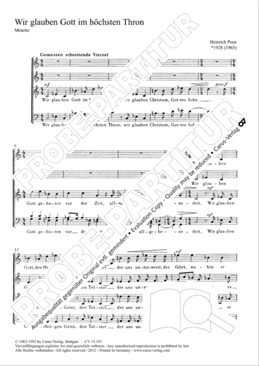 Poos: Nun jauchzt dem Herren, alle Welt; Wir glauben Gott im hochsten Thron Voice scores gallery preview page 2