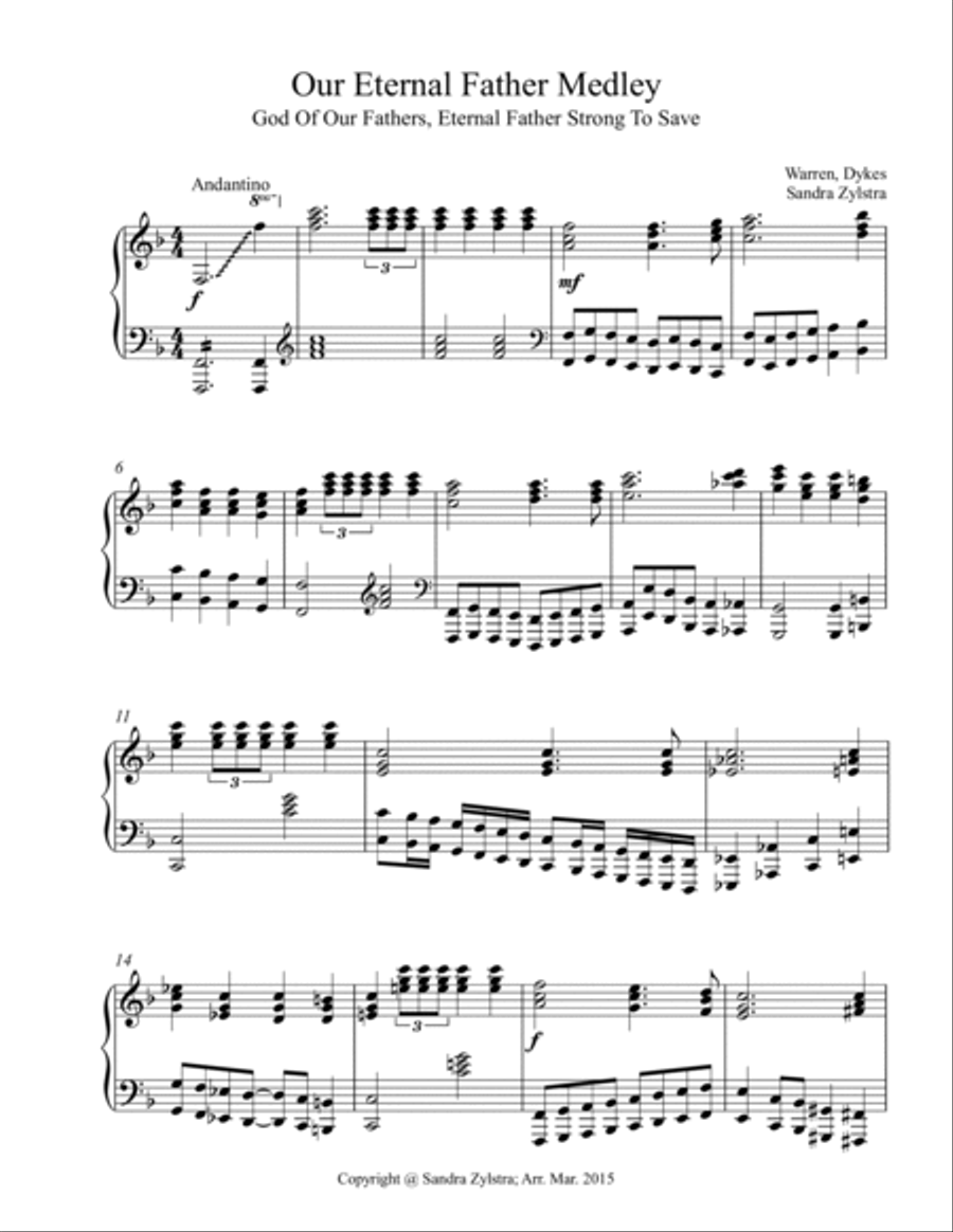 Our Eternal Father Medley (late intermediate piano) Piano Solo scores gallery preview page 2