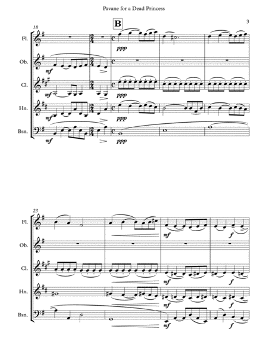 Pavane for a Dead Princess for Wind Quintet Woodwind Quintet scores gallery preview page 3