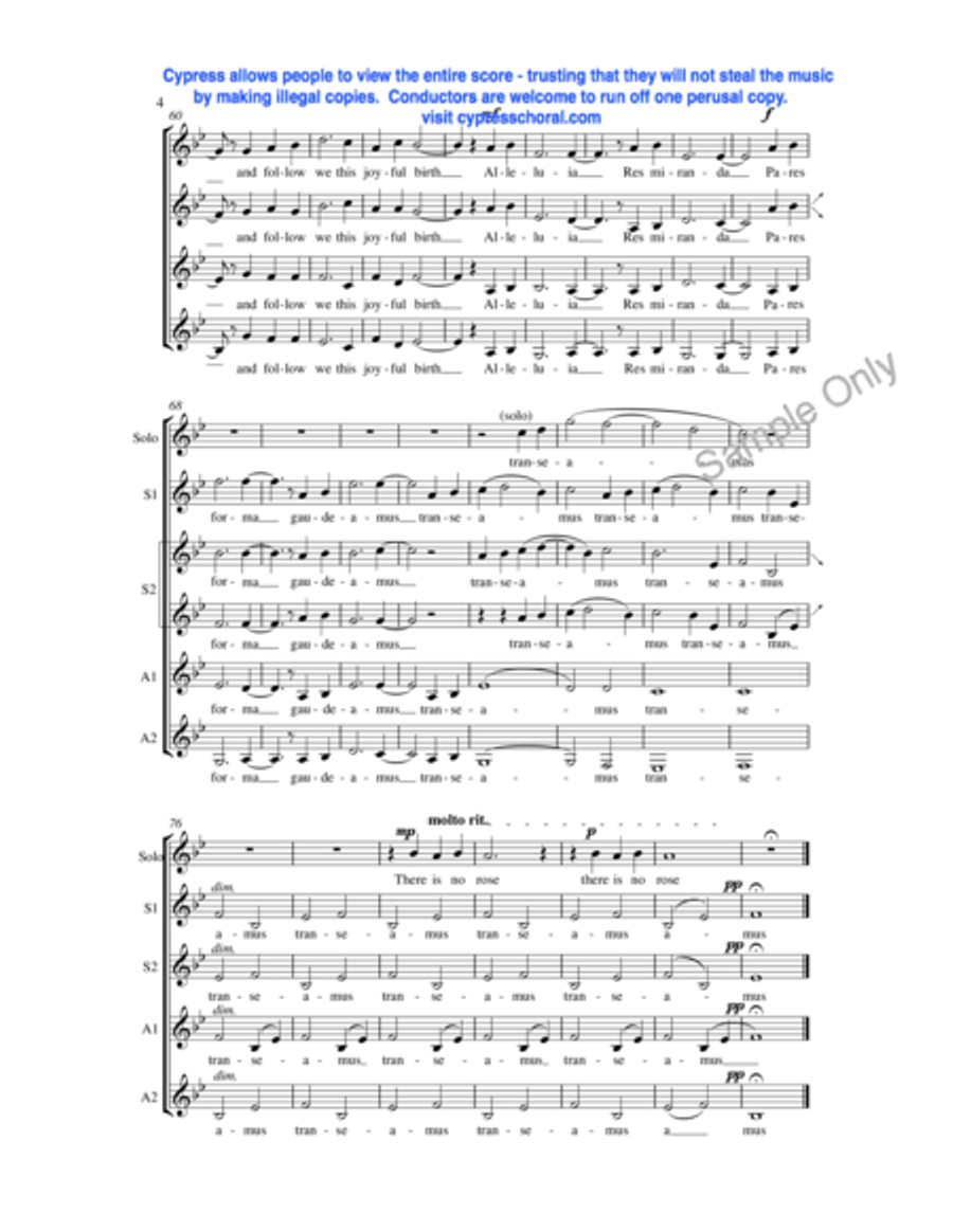 There Is No Rose SSAA scores gallery preview page 4