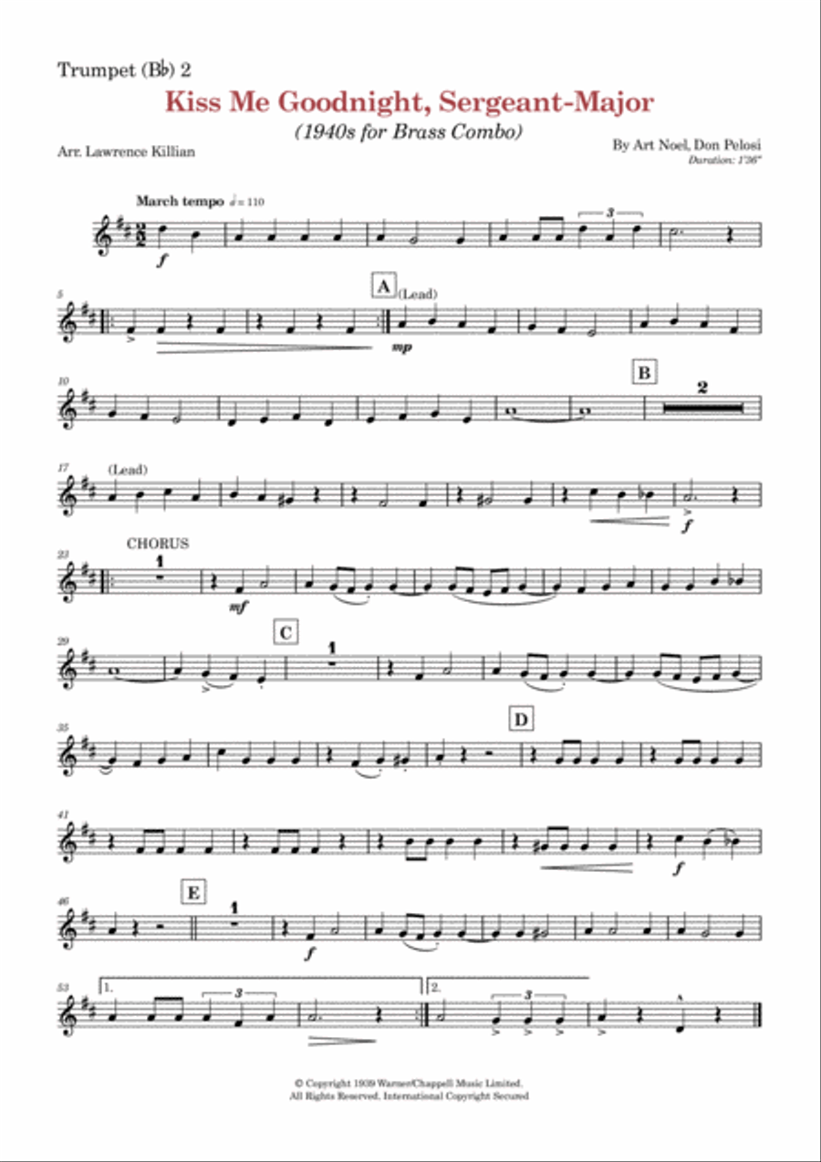 Kiss Me Goodnight, Sergeant Major Brass Quintet scores gallery preview page 5