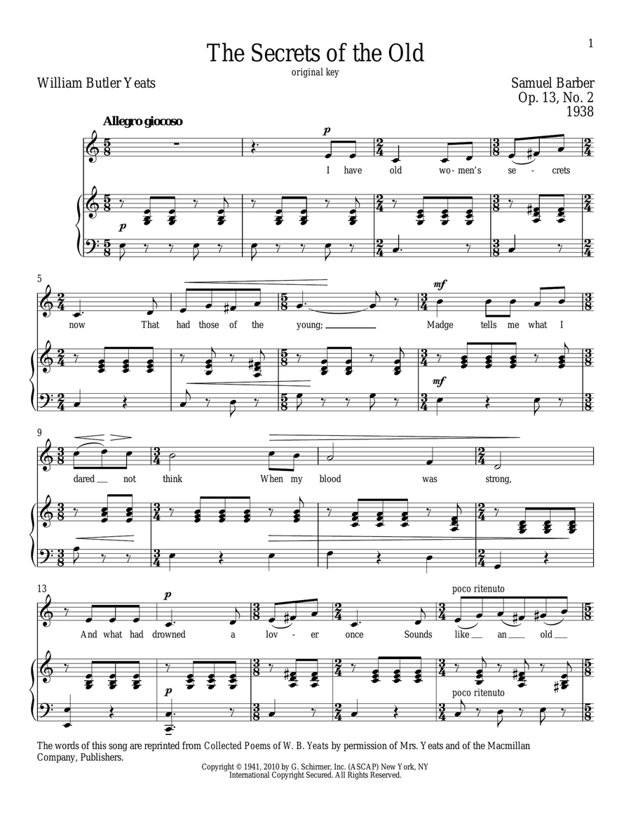 The Secrets Of The Old Piano, Vocal scores gallery preview page 1