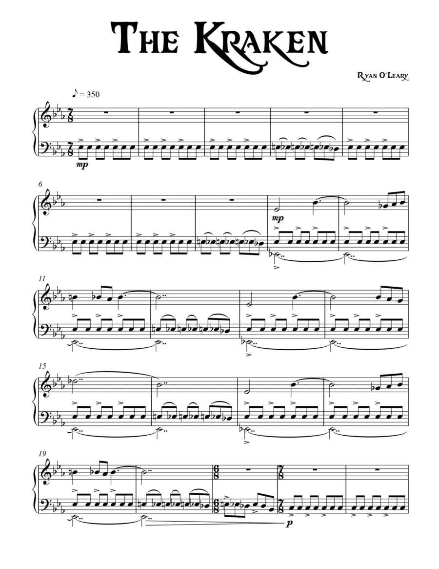 The Kraken The Kraken Piano Solo scores gallery preview page 1
