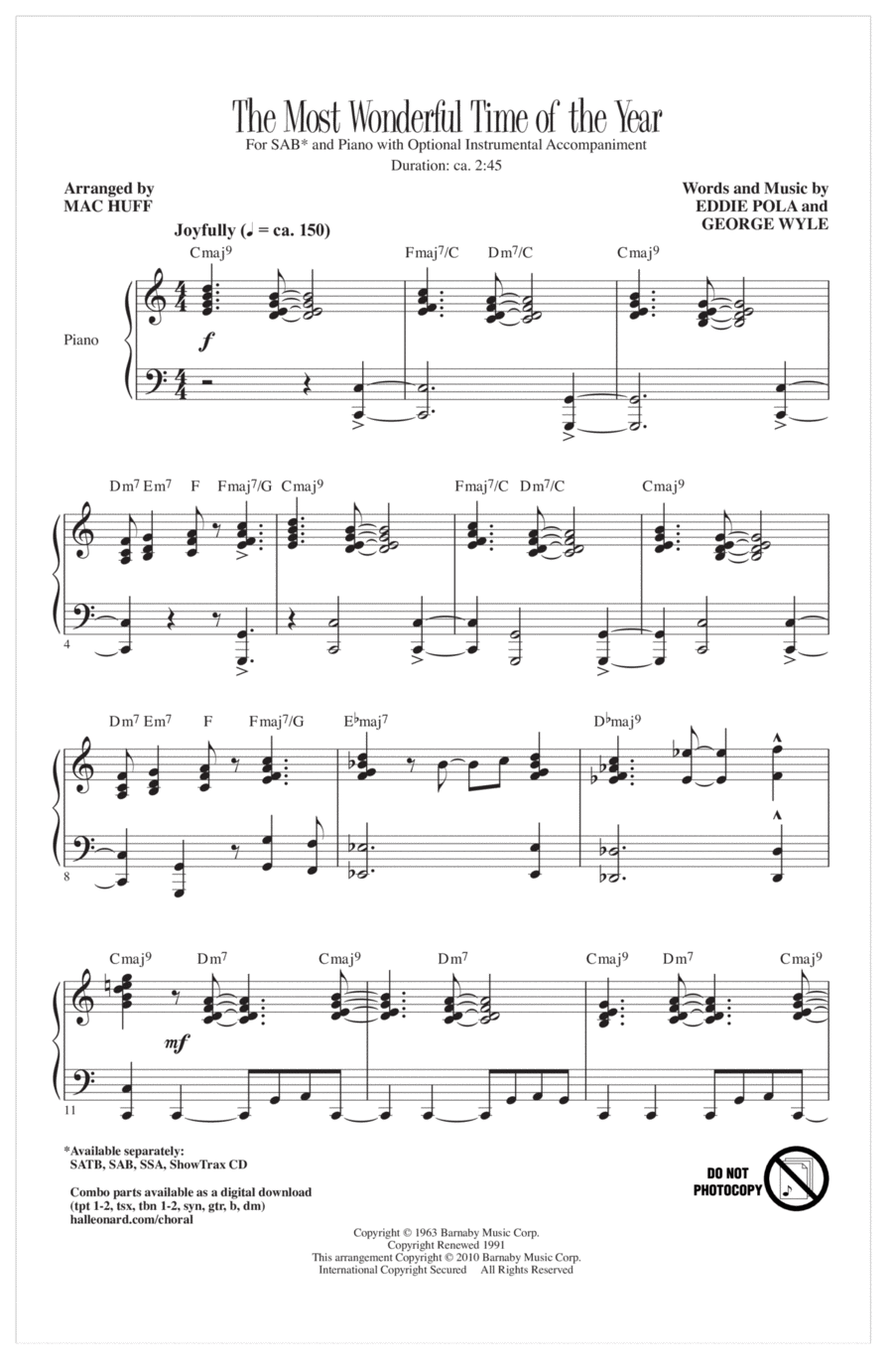The Most Wonderful Time Of The Year 3-Part scores gallery preview page 1