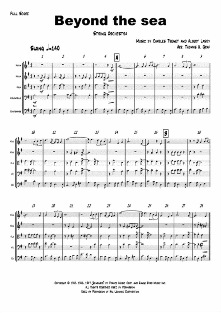 Beyond The Sea String Quartet scores gallery preview page 1