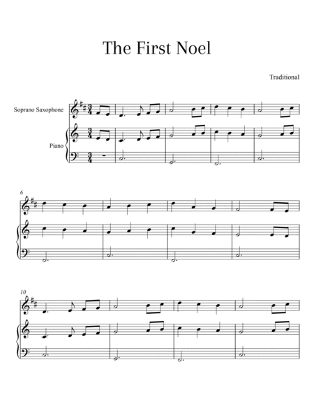 Traditional - The First Noel (Soprano Saxophone and Piano) image number null