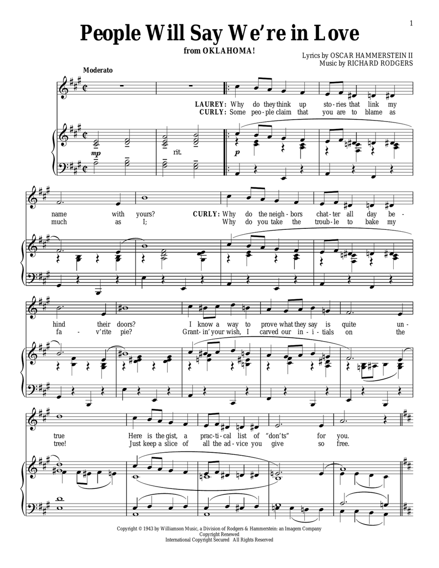 People Will Say We're In Love (from Oklahoma!) Voice scores gallery preview page 1
