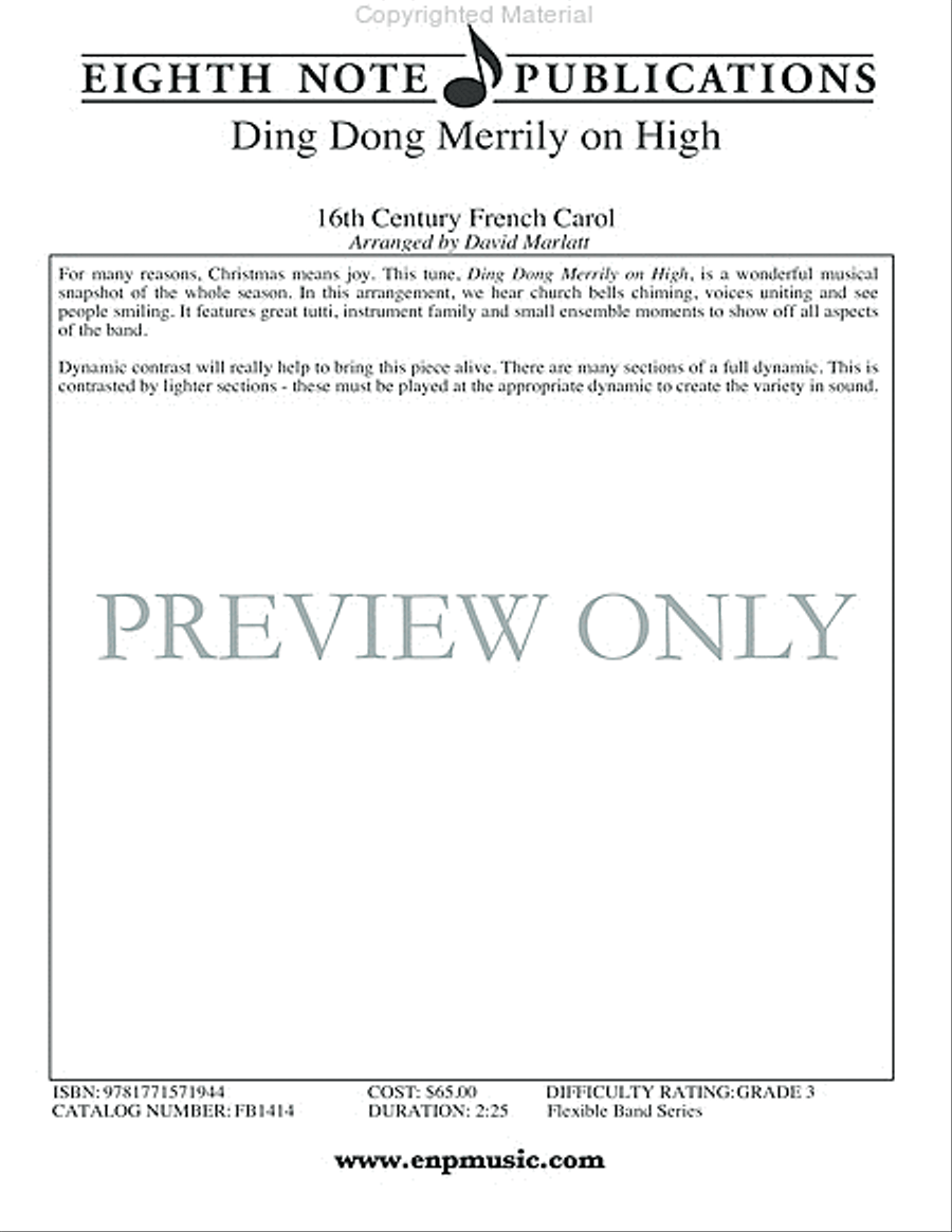 Ding Dong Merrily on High Concert Band scores gallery preview page 3