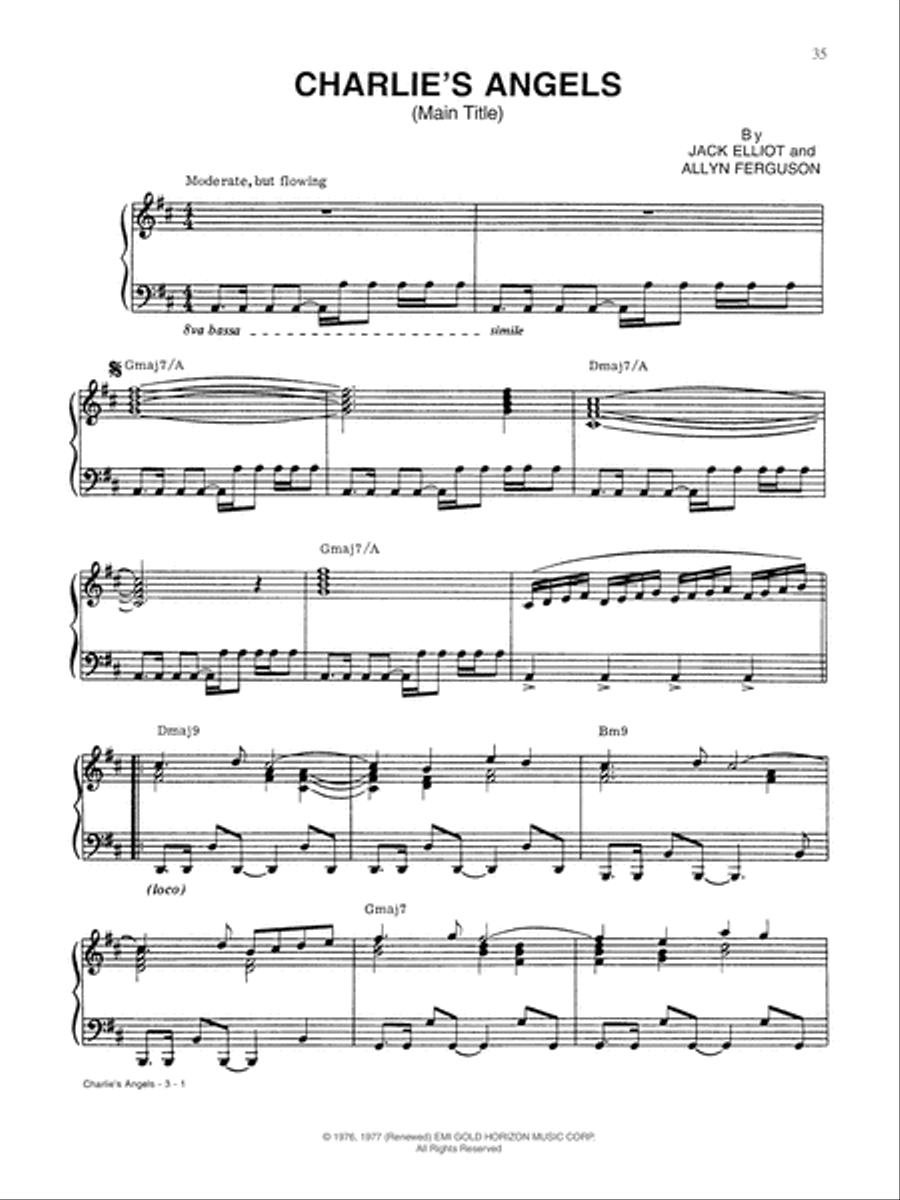 Charlie's Angels (Main Theme) Piano, Vocal, Guitar scores gallery preview page 1
