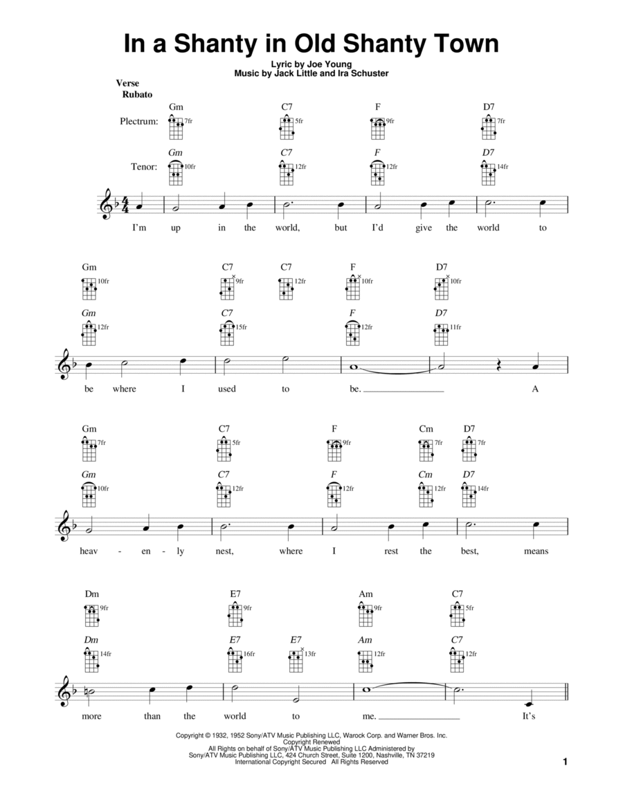 In A Shanty In Old Shanty Town Banjo scores gallery preview page 1