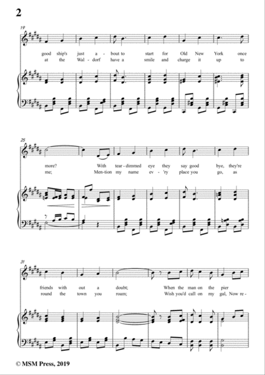 George M. Cohan-Give My Regards to Broadway,in B Major,for Voice&Piano Voice scores gallery preview page 4
