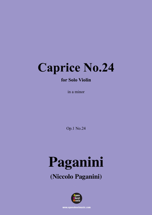 Book cover for Paganini-Caprice No.24,Op.1 No.24,in a minor,for Solo Violin