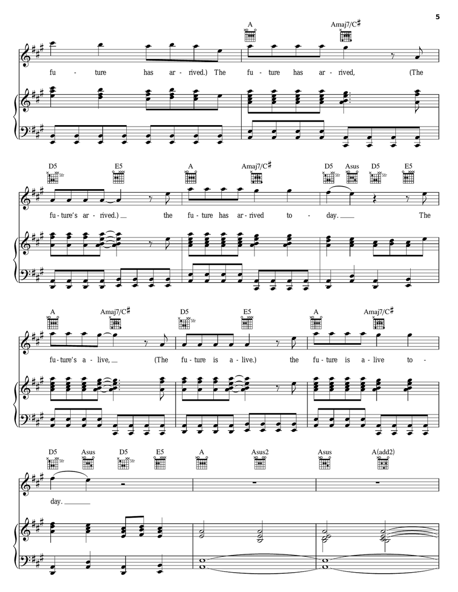 The Future Has Arrived Piano, Vocal, Guitar scores gallery preview page 5