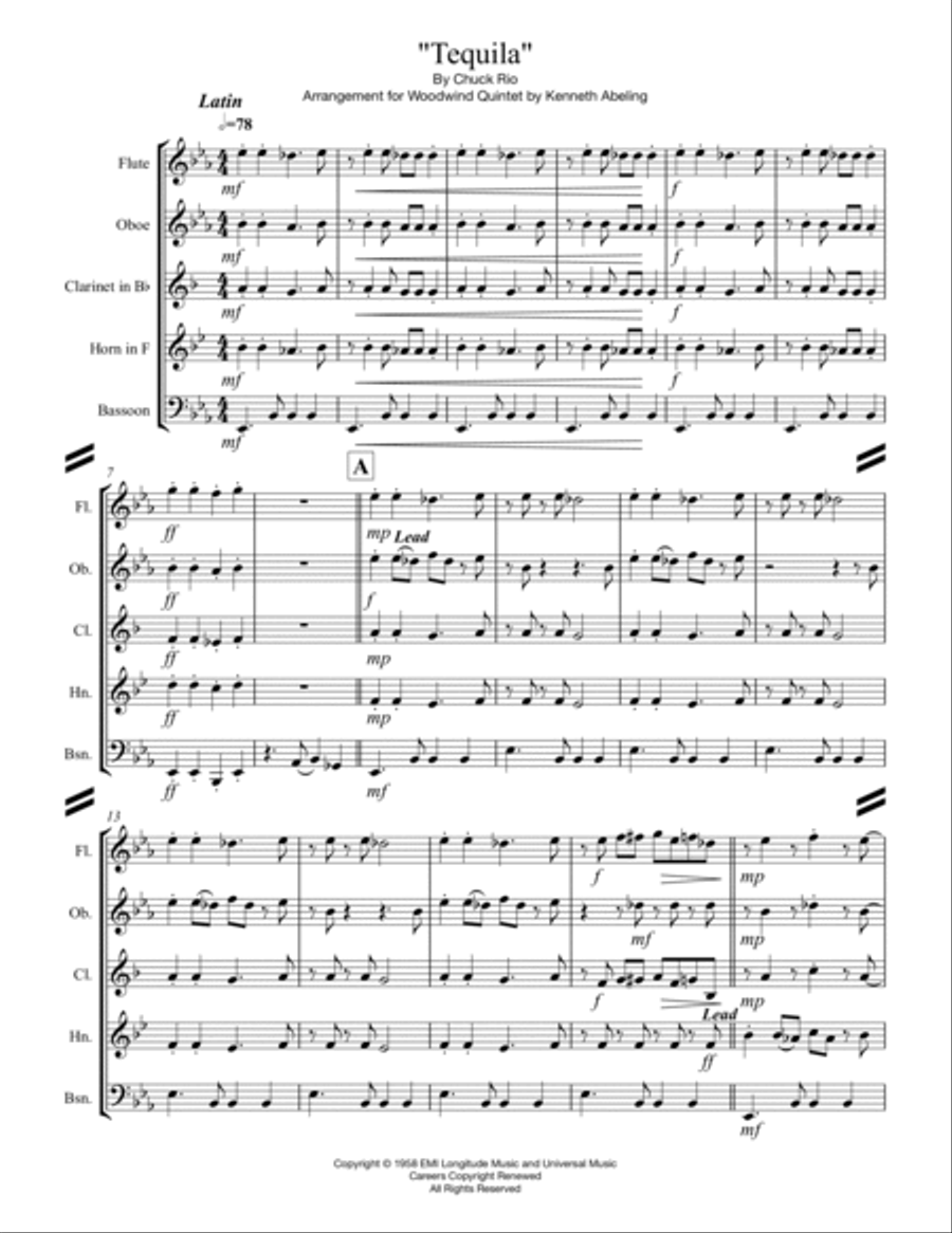 Tequila Woodwind Quintet scores gallery preview page 2