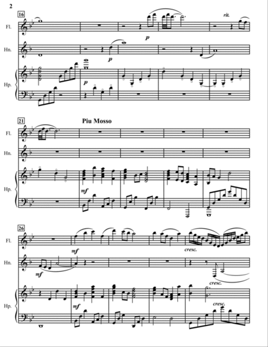 Ancient Song - Trio For Flute, Horn and Harp Revised Version Flute scores gallery preview page 4
