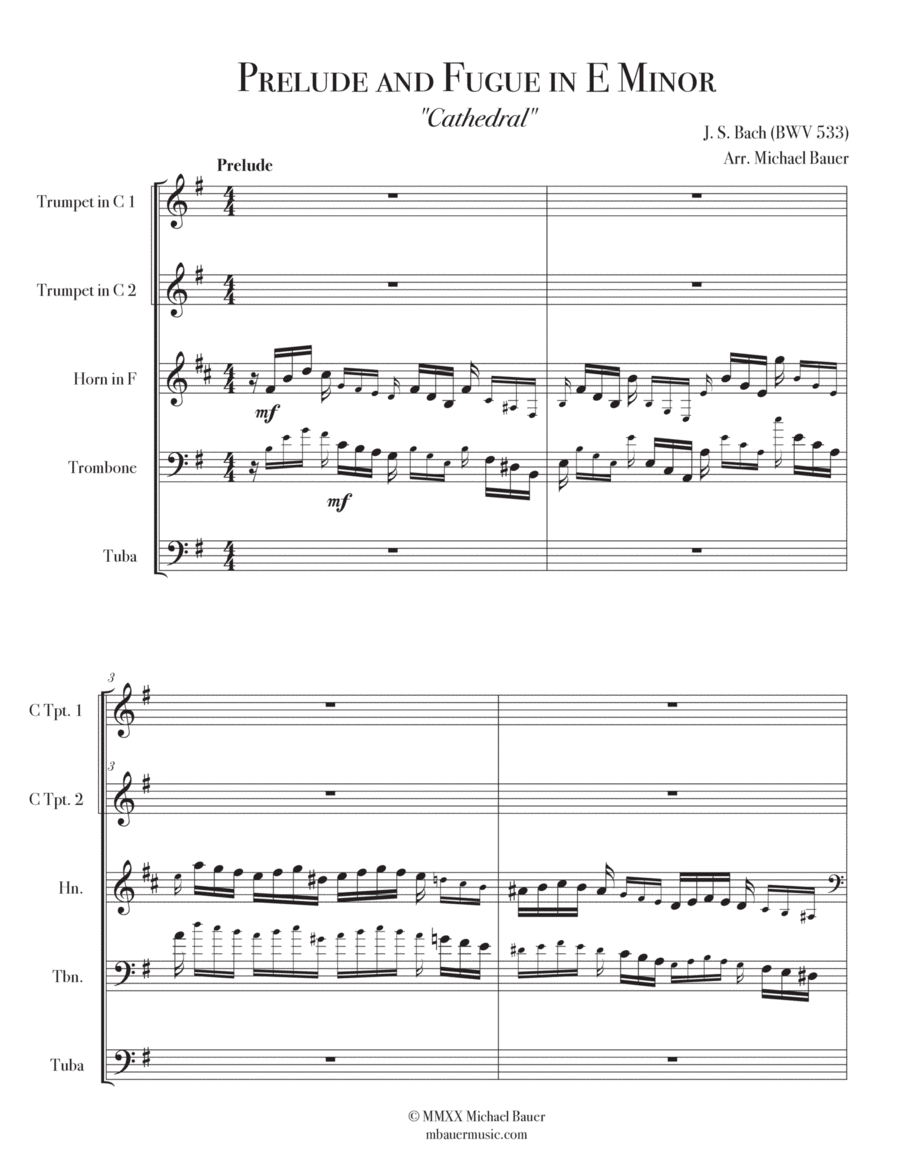 Prelude and Fugue in E Minor, "Cathedral", BWV 533