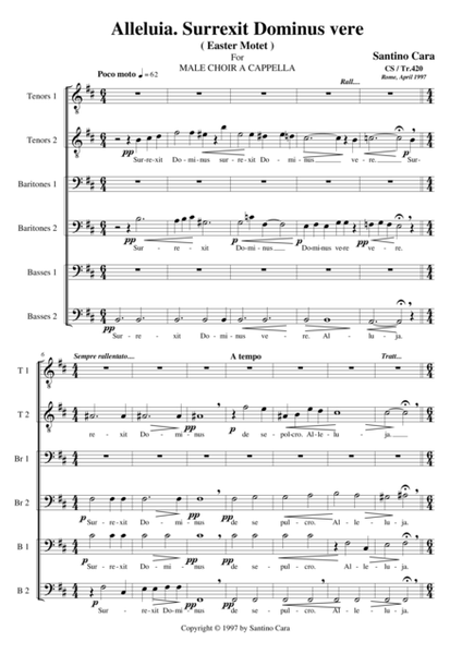 Alleluia. Surrexit Dominus vere - Easter motet for Male choir a cappella image number null