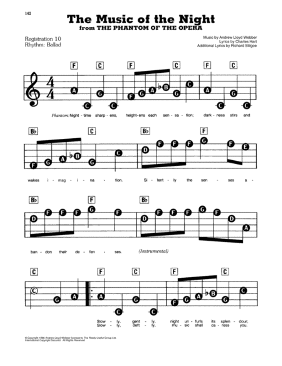 The Music Of The Night (from The Phantom Of The Opera) Electronic Keyboard scores gallery preview page 1