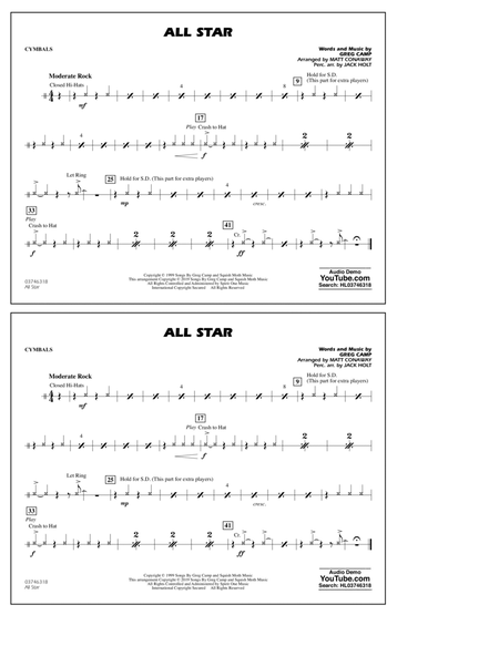 All Star (arr. Matt Conaway) - Cymbals