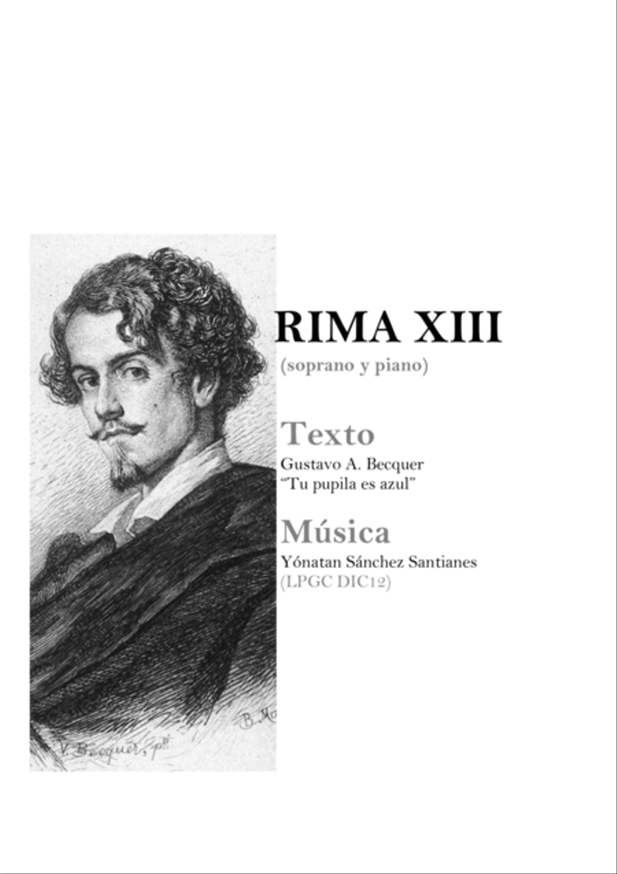 Rima 13. Tu pupila es azul (soprano & piano) Piano, Vocal, Guitar scores gallery preview page 1