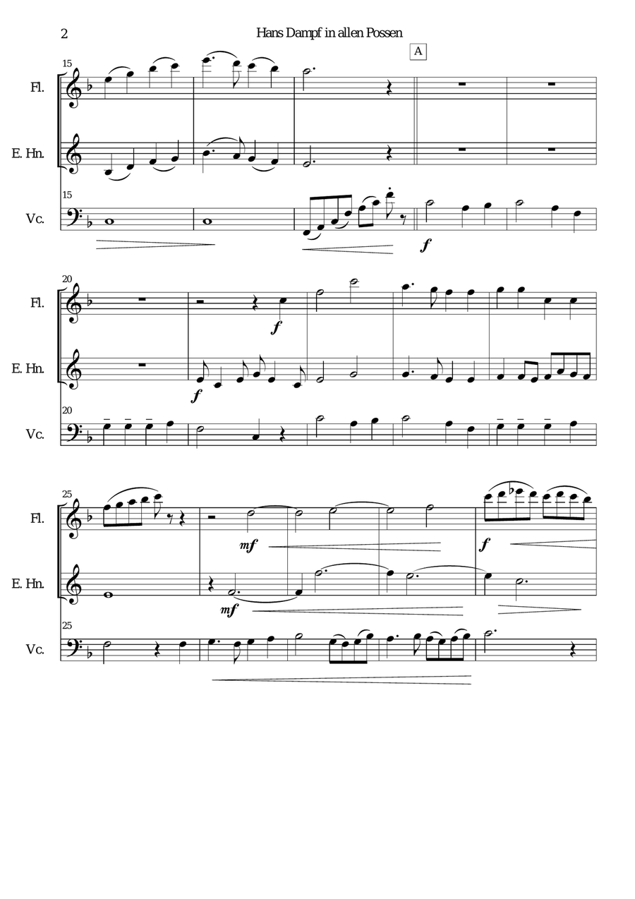 Hans Dampf in allen Possen (Jack of all tricks) for flute, cor anglais and cello Small Ensemble scores gallery preview page 2