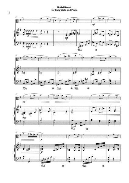 Bridal March, "Here Comes The Bride", for Solo Viola and Piano image number null