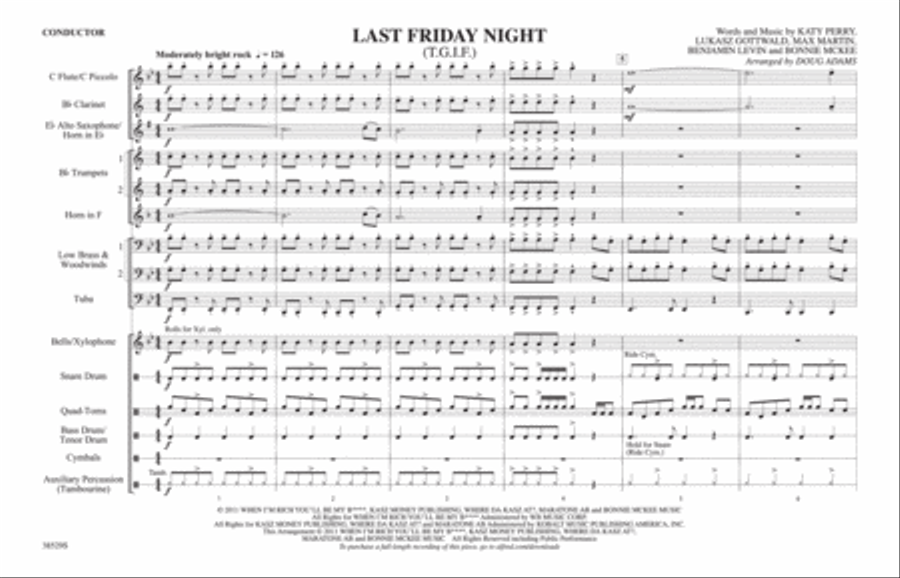 Last Friday Night (T.G.I.F.): Score Marching Band scores gallery preview page 1