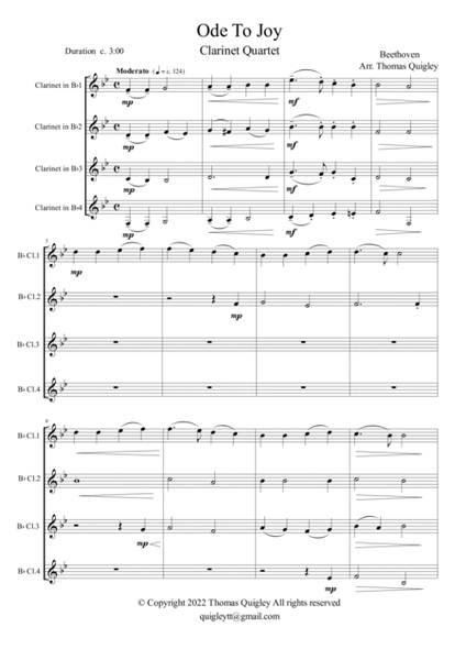 Ode To Joy (Clarinet Quartet) image number null