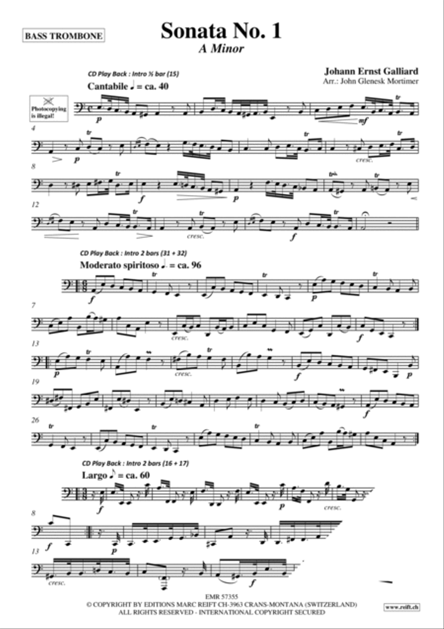 Sonata No. 1 Trombone scores gallery preview page 3