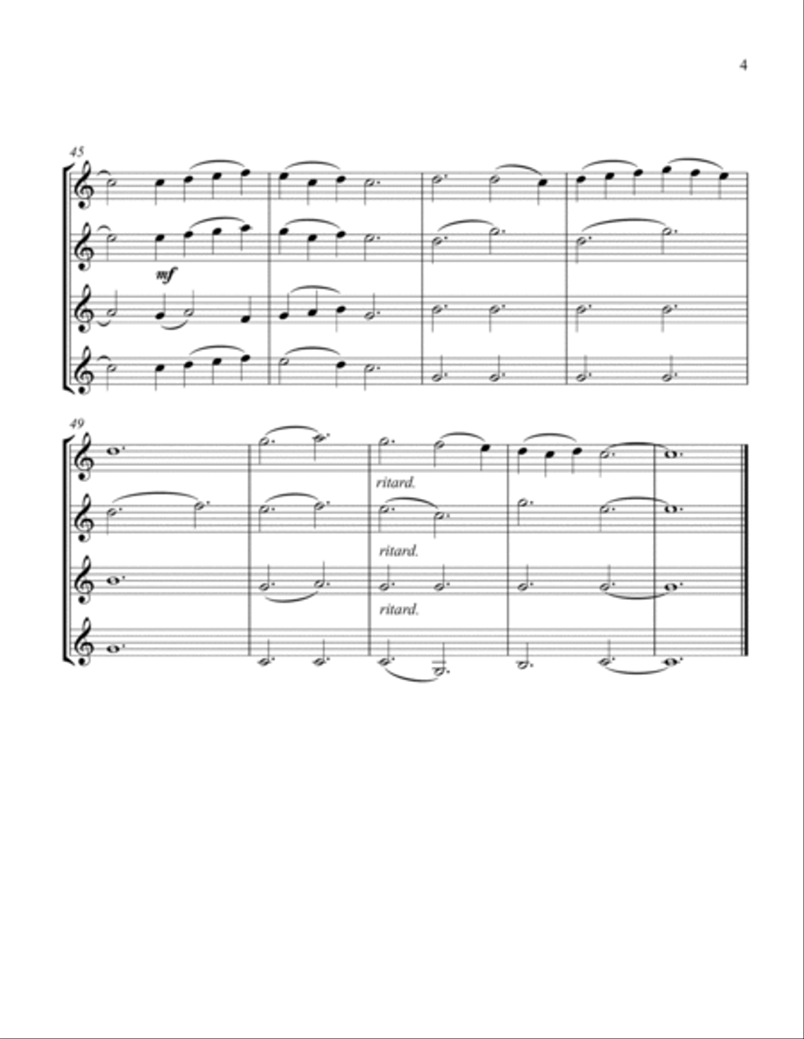 Sussex Carol, for Clarinet Quartet Clarinet Quartet scores gallery preview page 5