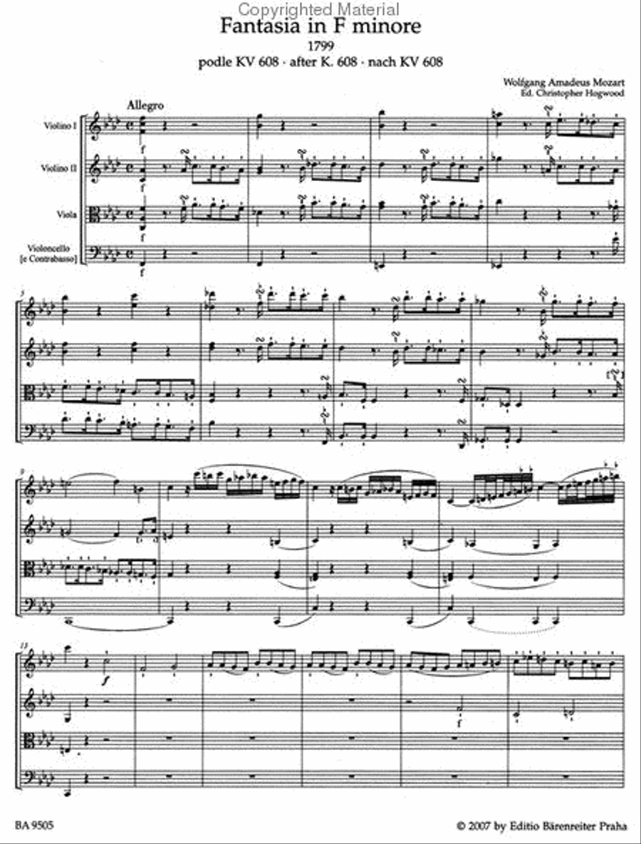 Fantasia for Strings and Winds f minor Double Bass scores gallery preview page 2