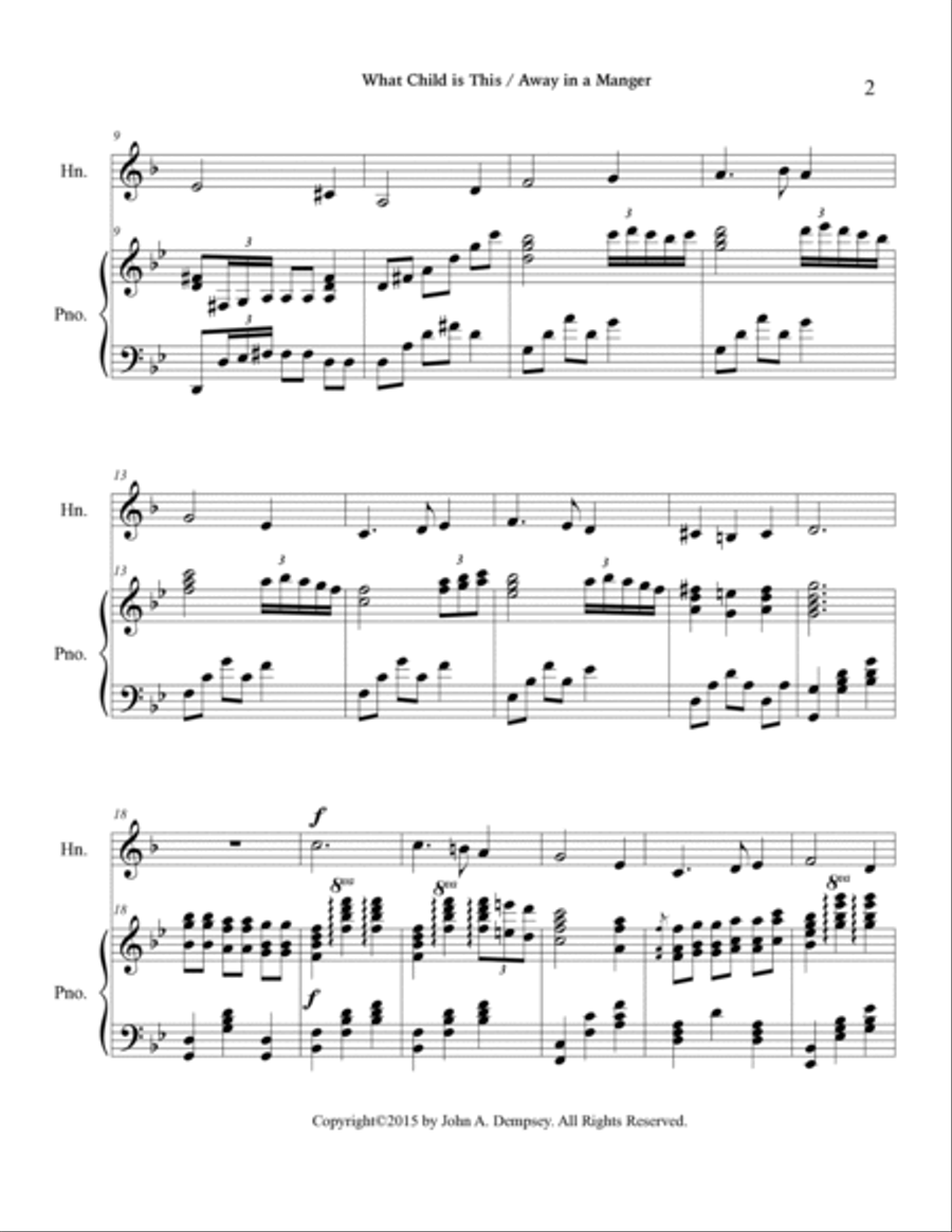 Christmas Medley (What Child is This / Away in a Manger): Horn in F and Piano Piano scores gallery preview page 6