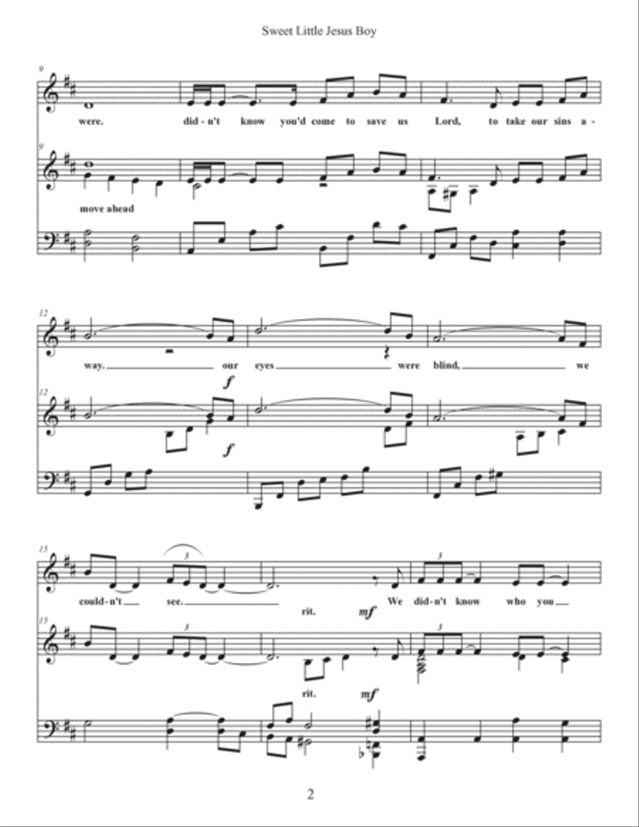 Sweet Little Jesus Boy Voice scores gallery preview page 3