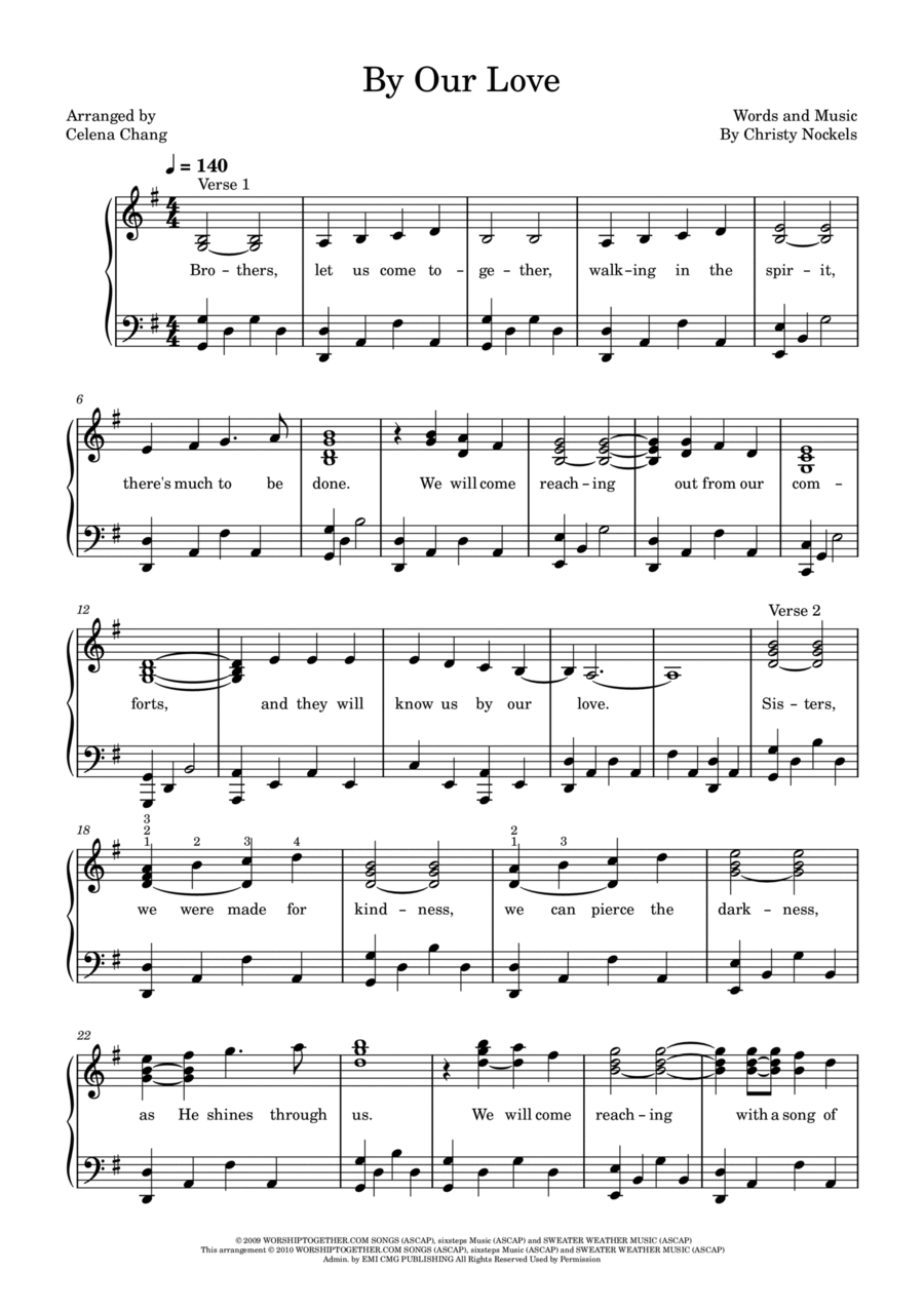By Our Love Easy Piano scores gallery preview page 1