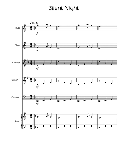 Silent Night - Woodwind Quintet w/ Piano image number null